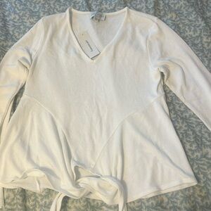 NWT White Long Sleeve Tie Front Top XXS